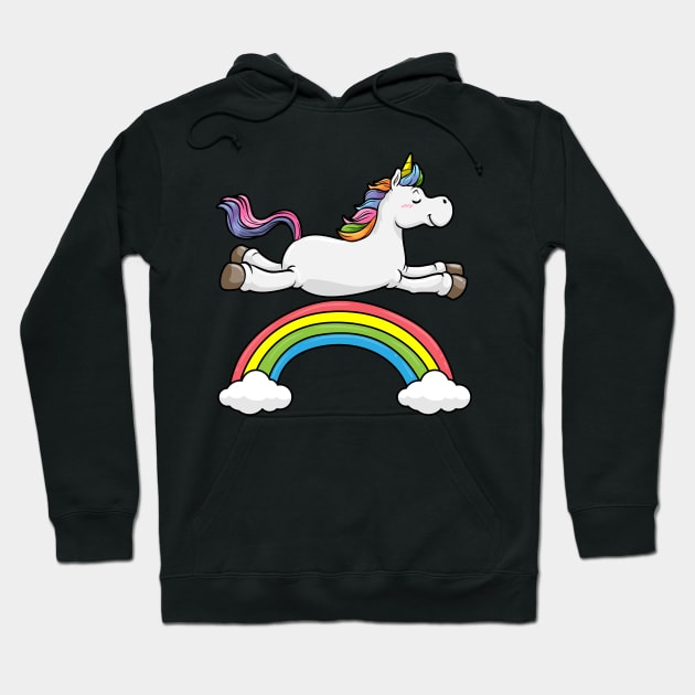 Unicorn with Rainbow and Clouds Hoodie by Markus Schnabel